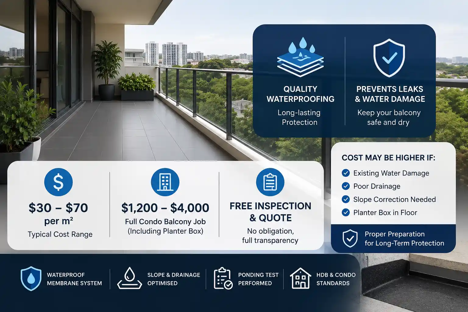 Balcony Waterproofing Cost in Singapore