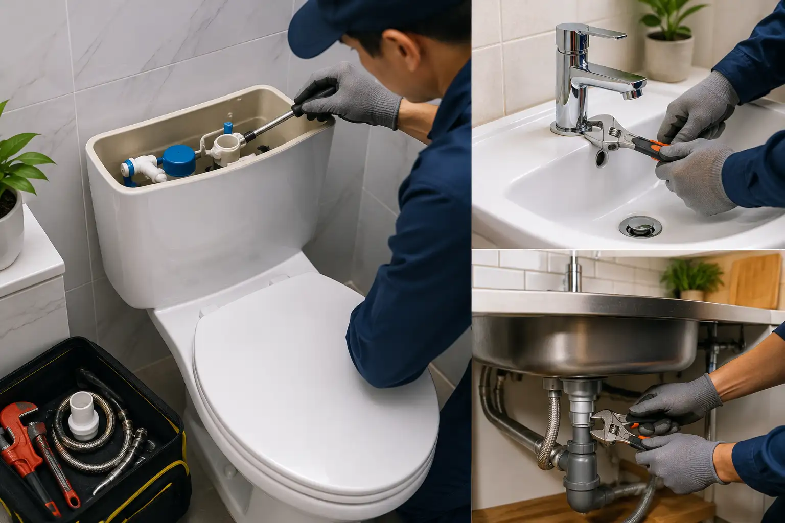 TOILET, BASIN & SINK REPAIRS Flushing · Leaks · Blockages